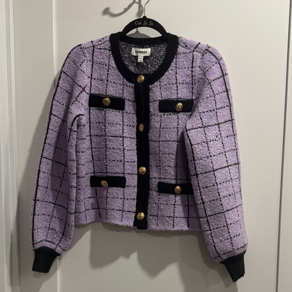 Express Purple cardigan with Black Accents
